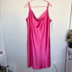 Forever 21 Hot Pink Satin Midi Slip Dress